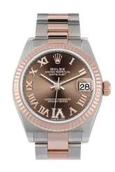 Rolex Datejust 31 Chocolate Large Vi Set With Diamonds Dial Fluted Bezel 18K Everose Gold Two Tone